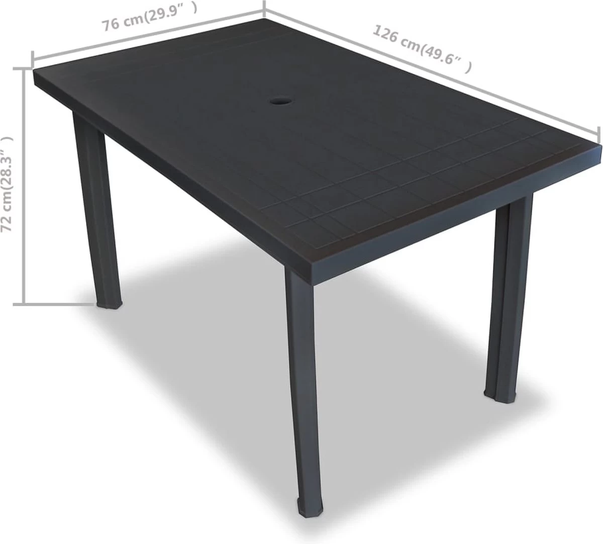 VidaXL Tuintafel 126x76x72 Cm Kunststof Antraciet 10 VidaXL Tuintafel 126x76x72 Cm Kunststof Antraciet - Afbeelding 8