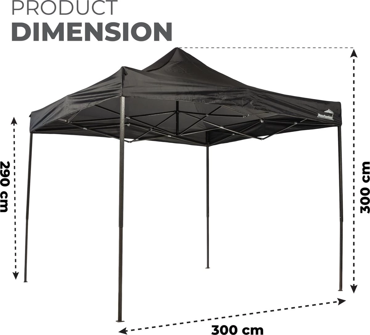 MaxxGarden Easy-up Partytent - 3x3m - Standaard - Waterdicht - Opvouwbaar - Inclusief Draagtas - Zwart 8 MaxxGarden Easy-up Partytent - 3x3m - Standaard - Waterdicht - Opvouwbaar - Inclusief Draagtas - Zwart - Afbeelding 6