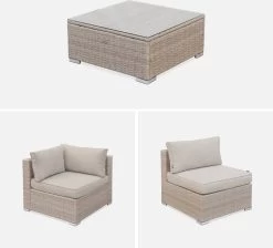 Alice's Garden Loungeset Napoli - 5 Plaatsen - Wicker - 6 Elementen - Beige/Beige -Philips Hue Winkel 1200x1088