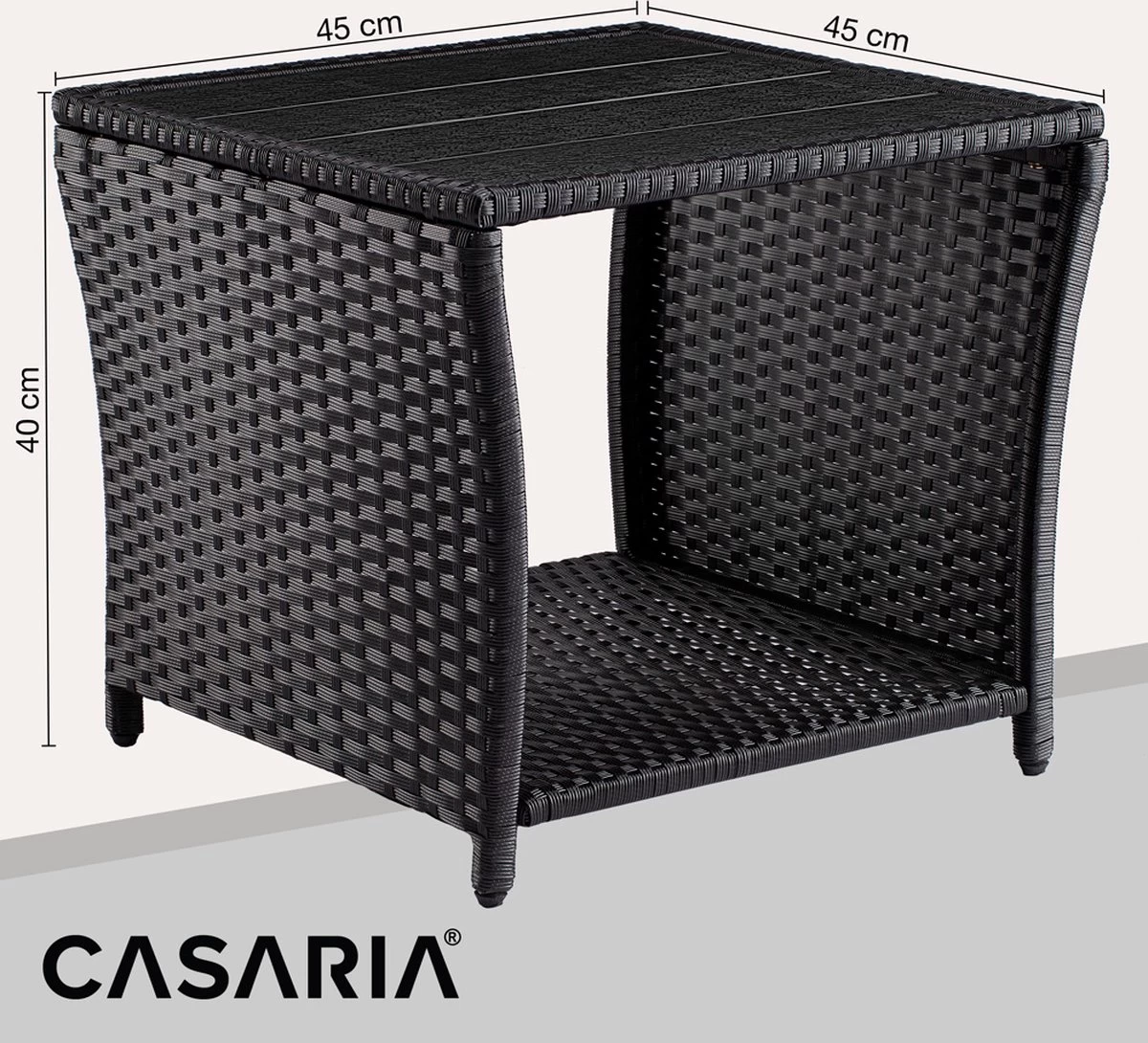 Casaria Polyrattan Bijzettafel - WPC Tafelblad 45x45x40cm – Zwart 10 Casaria Polyrattan Bijzettafel - WPC Tafelblad 45x45x40cm – Zwart - Afbeelding 8