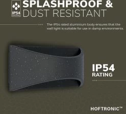 HOFTRONIC Lowa - LED Wandlamp Rechthoek - Up And Down Light (2 Lichts) - 6 Watt 3000K Warm Wit Licht - Modern Design - IP54 Waterdicht - Geschikt Als Binnen En Buiten Wandlamp - 3 Jaar Garantie -Philips Hue Winkel 1200x1093 5