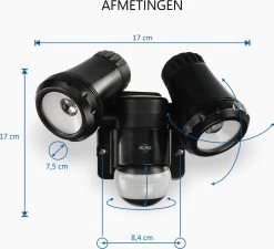 ELRO LF80 2-Kops LED Buitenlamp Met Bewegingsmelder - 2x10W – 1400lm – IP54 Waterdicht - Zwart 23 ELRO LF80 2-Kops LED Buitenlamp Met Bewegingsmelder - 2x10W – 1400lm – IP54 Waterdicht - Zwart -Philips Hue Winkel 1200x1095 4