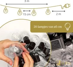 J-Pro Frigus 20 Lichtsnoer Buiten Op Netstroom - Tuinverlichting LED - Buiten Lichtslinger - 20 LEDs Tuinverlichting Met Stekker - 3+2m - ø5cm -Philips Hue Winkel 1200x1103 5