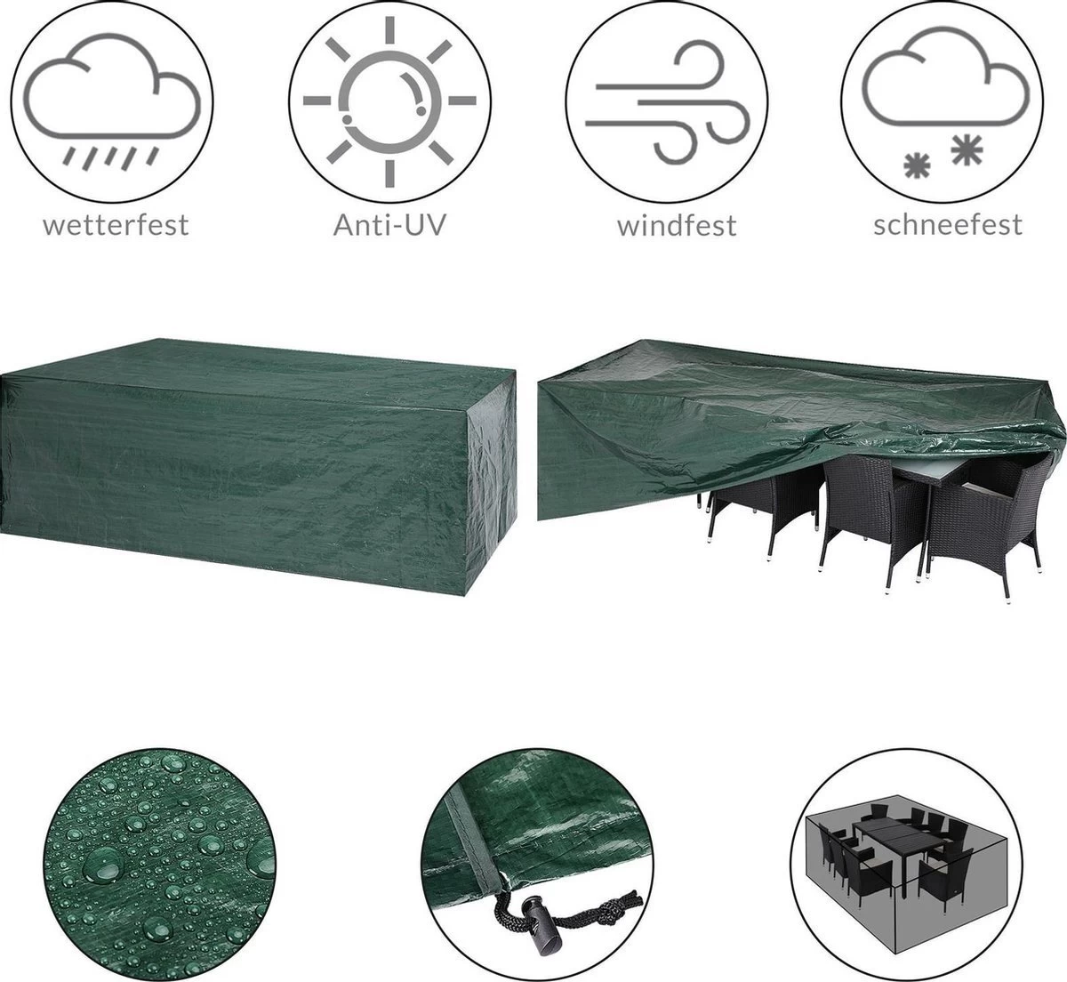 Kingsleeve Tuinmeubelhoes - Beschermhoes - Weerbestendig -308x138x89cm - Groen 12 Kingsleeve Tuinmeubelhoes - Beschermhoes - Weerbestendig -308x138x89cm - Groen - Afbeelding 10