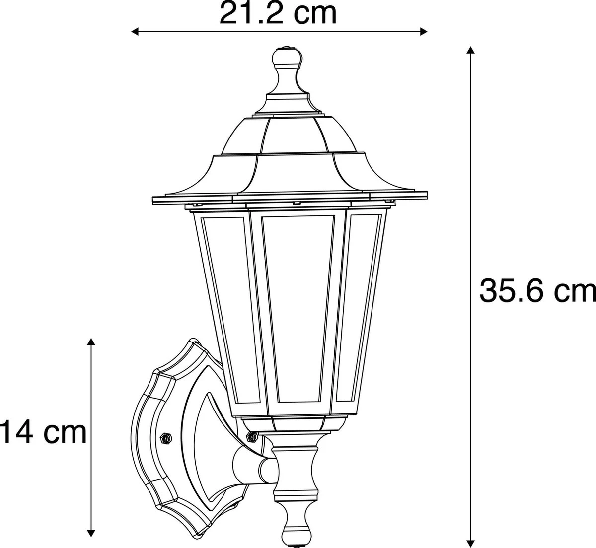 QAZQA New Haven - Klassieke Wandlamp Voor Buiten - 1 Lichts - D 212 Mm - Zwart - Buitenverlichting 6 QAZQA New Haven - Klassieke Wandlamp Voor Buiten - 1 Lichts - D 212 Mm - Zwart - Buitenverlichting - Afbeelding 4