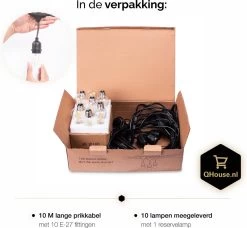 QHouse® Basic Black Lichtsnoer – Lichtslinger - Tuinverlichting - Tuinverlichting LED Buiten - Prikkabel – 10 Meter - E-27 Fitting - Zwart -Philips Hue Winkel 1200x1106 3