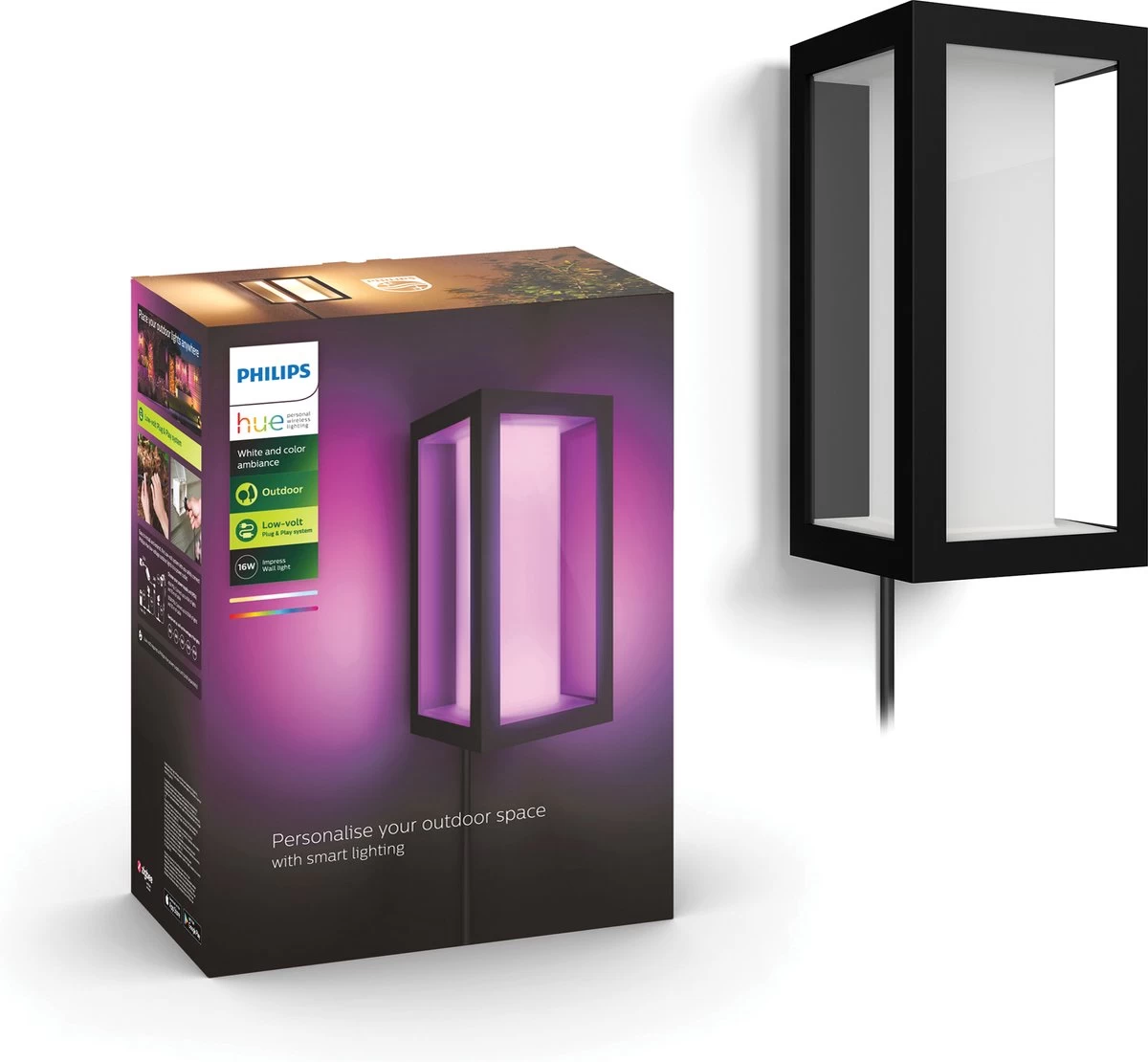 Philips Hue Impress Muurlamp - Wit En Gekleurd Licht - Zwart - Laagspanning 3 Philips Hue Impress Muurlamp - Wit En Gekleurd Licht - Zwart - Laagspanning