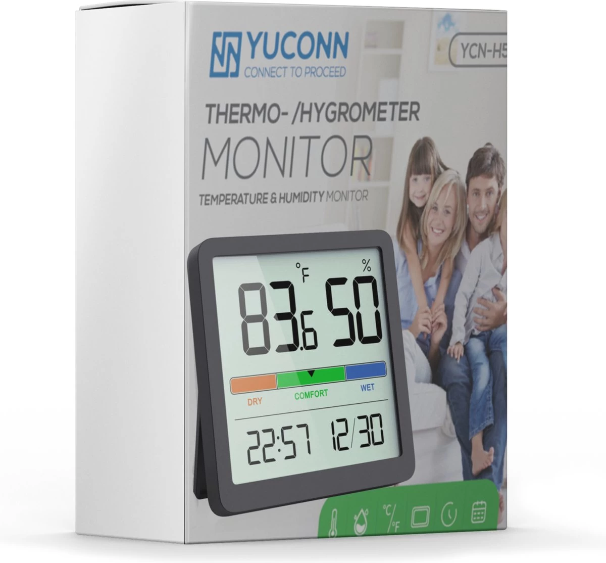 YUCONN Hygrometer - Luchtvochtigheidsmeter - Digitaal Weerstation - Binnen - Zwart 4 YUCONN Hygrometer - Luchtvochtigheidsmeter - Digitaal Weerstation - Binnen - Zwart - Afbeelding 2