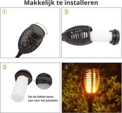 Homèlle Solar Tuinfakkels - 6 Stuks - 49,5cm - Tuinverlichting Op Zonne-energie - Kerstverlichting Buiten - Solar Tuinverlichting - Tuinlantaarns - Padverlichting - LED - Buitenverlichting -Philips Hue Winkel 1200x1114 9