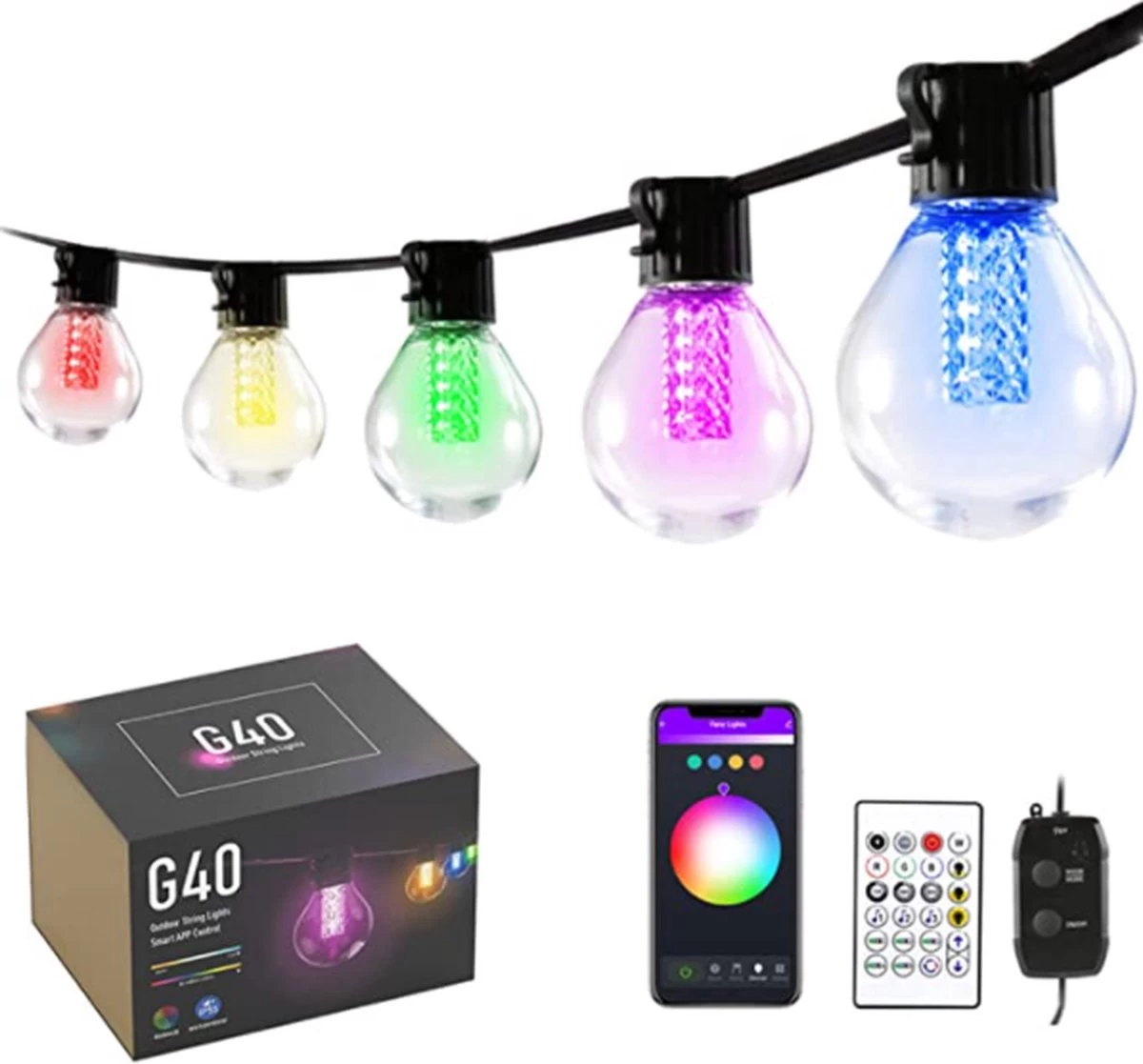 Lichtendirect- Smart Led - Lichtsnoer- 15 Meter- 25 Led Lampen- Met App Functie En Afstandsbediening- Tuinverlichting- Lichtsnoeren- Voor Buiten- Prikkabel- Buitenverlichting- Waterbestendig IP65- Prikkabel- Kerst Verlichting - Lichtslinger 3 Lichtendirect- Smart Led - Lichtsnoer- 15 Meter- 25 Led Lampen- Met App Functie En Afstandsbediening- Tuinverlichting- Lichtsnoeren- Voor Buiten- Prikkabel- Buitenverlichting- Waterbestendig IP65- Prikkabel- Kerst Verlichting - Lichtslinger