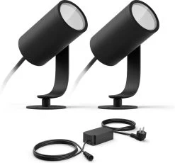 Philips Hue Lily Tuinspot Starterspakket - Prikspot White And Color Ambiance - Prikspots Voor Buiten - Tuinverlichting - 2 Spots - Zwart