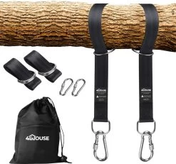 4House Ophang Koord Voor Hangmat, Hangstoel / Schommel - Hangmat Bevestigingsset Inclusief Haken - Karabijnhaak - Hangmat Standaard -Schommelophangset - Hangmat Ophangsysteem -150cm - Tot 1000kg - Boomvriendelijke Hangmat Ophangset - Set Van 2Stuks