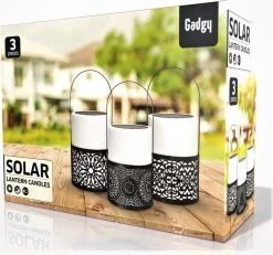 Gadgy Solar Lantaarn Zwart / Wit - Tuinlantaarn Set Van 3 - Solar Tuinverlichting Op Zonneenergie - Led Buitenverlichting Met Dag/Nacht Sensor - Tafellamp - Hanglamp - 24 X Ø10.7 CM -Philips Hue Winkel 1200x1123 6