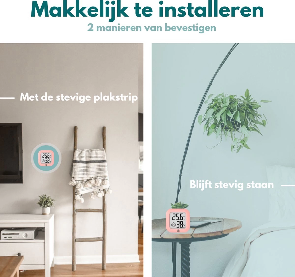 Ease Electronicz Hygrometer - Weerstation - Luchtvochtigheidsmeter - Thermometer Voor Binnen - Incl. Batterij En Plakstrip 8 Ease Electronicz Hygrometer - Weerstation - Luchtvochtigheidsmeter - Thermometer Voor Binnen - Incl. Batterij En Plakstrip - Afbeelding 6