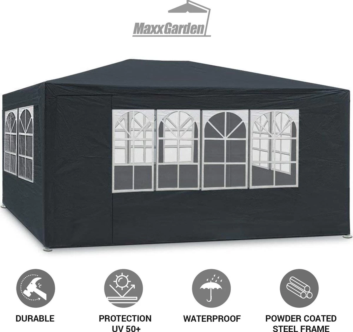 MaxxGarden Partytent - Paviljoen - 3x4m - Incl. Zijwanden - Waterdicht - Antraciet 8 MaxxGarden Partytent - Paviljoen - 3x4m - Incl. Zijwanden - Waterdicht - Antraciet - Afbeelding 6