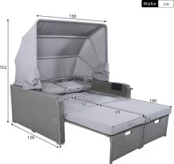 Polyrattan Patio Rieten Meubels Set Voor 2 Personen-Outdoor Rattan Sofa Set Met Intrekbare Luifel-lounge Bank-PE Rotan Loveseat Voor Achtertuin Veranda Tuin Zwembad Balkon-grijs -Philips Hue Winkel 1200x1130 1