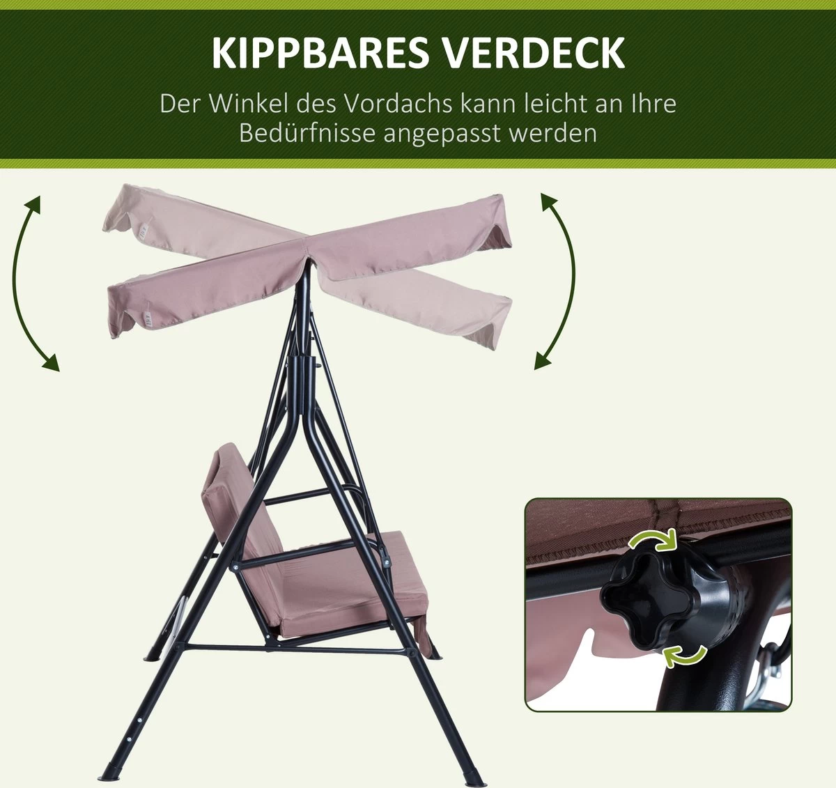 Outsunny Hollywoodschommel 3-zits Tuinschommel Schommelbank Met Dak 3 Kleuren 84A-054 5 Outsunny Hollywoodschommel 3-zits Tuinschommel Schommelbank Met Dak 3 Kleuren 84A-054 - Afbeelding 3