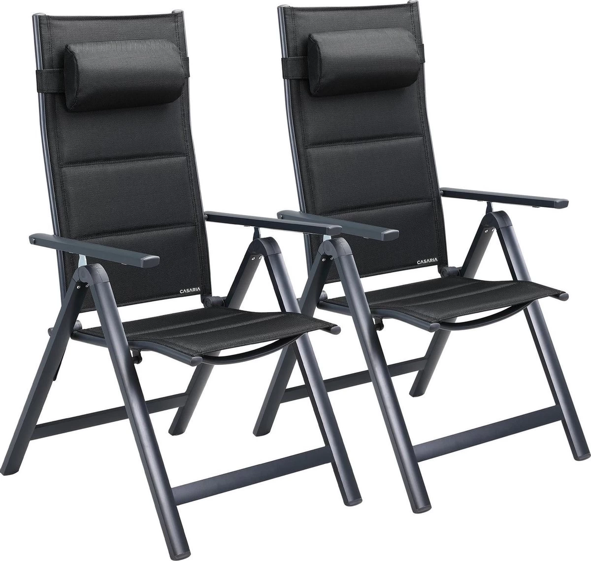 Casaria Tuinstoel Aluminium - 2 Stuks Inklapbaar - Antraciet 3 Casaria Tuinstoel Aluminium - 2 Stuks Inklapbaar - Antraciet
