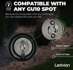 Ledvion IP65 - LED Prikspot - GU10 Fitting - 2 Meter Kabel Met Stekker - Zwart -Philips Hue Winkel 1200x1140 6