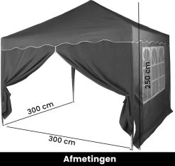 Easy Up Partytent - Partytent - Paviljoen - Partytent Opvouwbaar - Partytent 3x3 - Partytent Met Zijwanden - Inclusief Trolley - Waterdicht - UV 50+ Bescherming - Met Ramen - 16 Kg - Staal - Antraciet - 300 X 300 Cm -Philips Hue Winkel 1200x1142 3