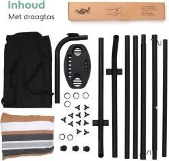 Vita5 Hangmat Met Standaard – 2 Persoons – Incl. Bekerhouder – 205kg Draaggewicht – Blauw/Wit/Bruin -Philips Hue Winkel 1200x1143 7