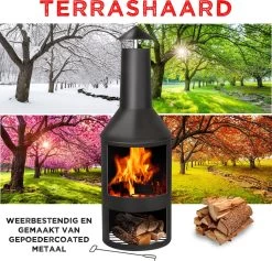 BBQ Collection Terrashaard - Met Schoorsteen - Houtkachel - 134 X 44,5 CM - Inclusief Pook - Zwart -Philips Hue Winkel 1200x1150 13