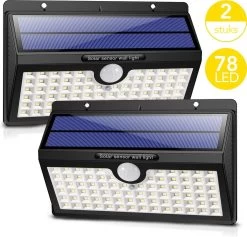 Auronic Buitenlamp - Zonne-energie - 2 Stuks - Bewegingssensor - 78 LED's - Wandlamp - IP65 - Zwart -Philips Hue Winkel 1200x1150 5