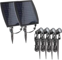 Proventa Longlife Solar LED Tuinspots Inclusief Zonnepanelen - 4 X LED Prikspot + 2 X Zonnepaneel