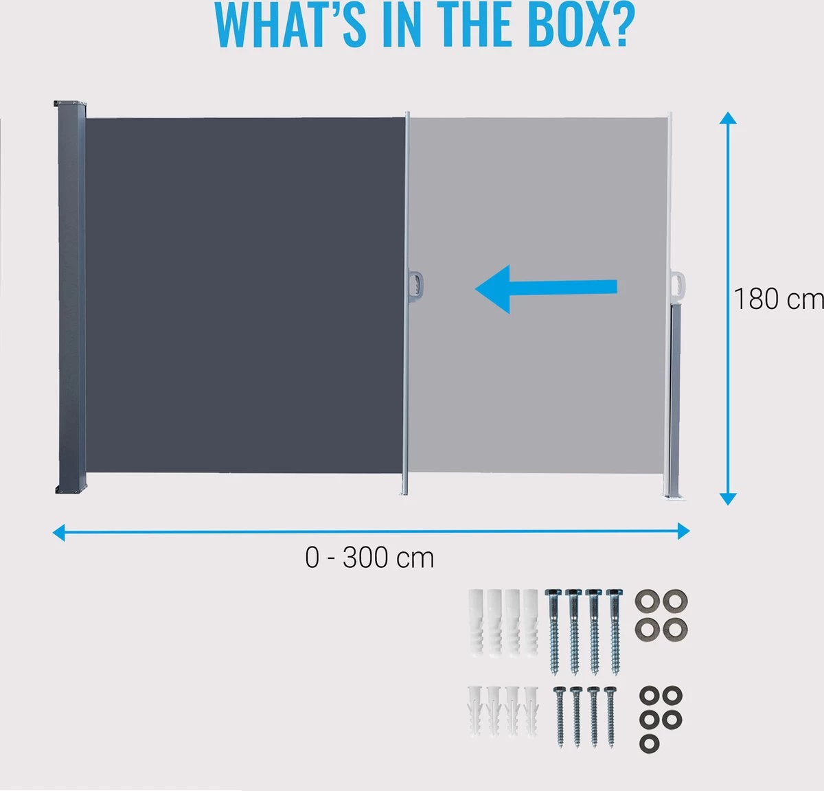 Silvergear® - Uittrekbaar Windscherm - Weerbestendig - 180 X 300 Cm - Kwalitatief Materiaal 7 Silvergear® - Uittrekbaar Windscherm - Weerbestendig - 180 X 300 Cm - Kwalitatief Materiaal - Afbeelding 5