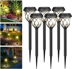 Solar Tuinverlichting - Zonne Energie - Op Zonne Energie - Tuinfakkels 42cm Buiten Set 6 Stuks - LSL8600X