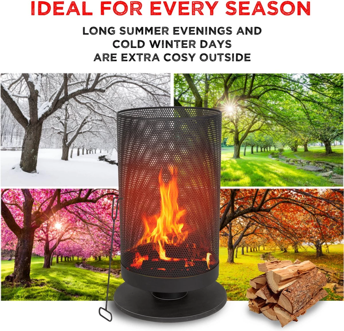 BBQ Collection Vuurkorf Op Voet - 72,5 Hoog - Ø 44,5 Cm - Inclusief Pook - Staal - Zwart 7 BBQ Collection Vuurkorf Op Voet - 72,5 Hoog - Ø 44,5 Cm - Inclusief Pook - Staal - Zwart - Afbeelding 5