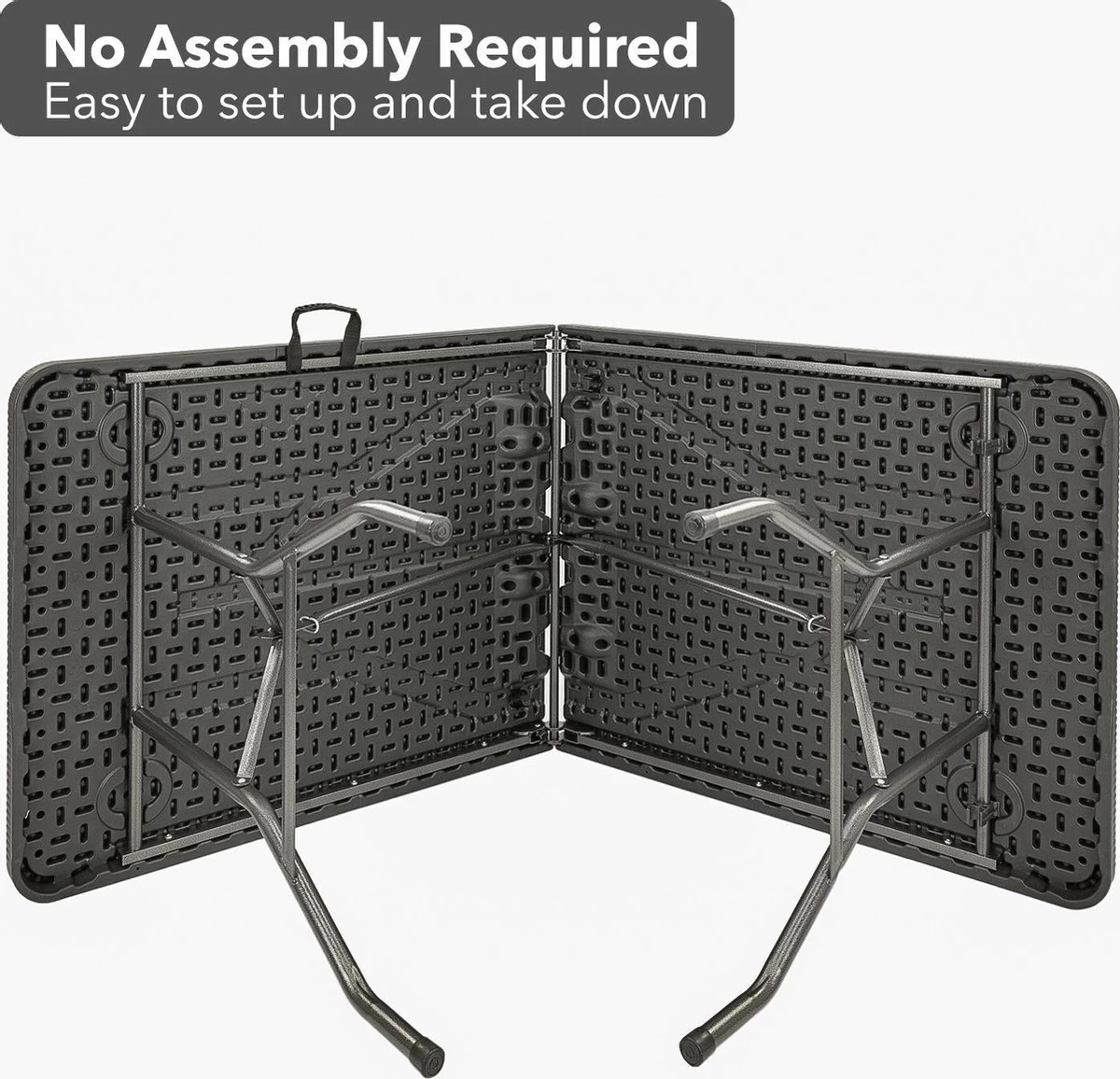 MaxxGarden Vouwtafel - Zwart - Rotanlook - 180x75x74 Cm 9 MaxxGarden Vouwtafel - Zwart - Rotanlook - 180x75x74 Cm - Afbeelding 7