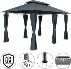 Casaria Paviljoen Topas 3x4m - UV-bescherming 50+ - Antraciet -Philips Hue Winkel 1200x1160 4