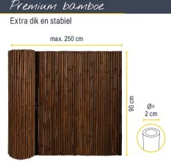 Sol Royal B23 – Premium Bamboe Tuinscherm 90x250cm Donkerbruin – Geharde Bamboestokken Ø 2-3cm – Weerbestendige Balkonscherm -Philips Hue Winkel 1200x1161 9
