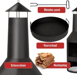 BBQ Collection Terrashaard - Met Schoorsteen - Houtkachel - 134 X 44,5 CM - Inclusief Pook - Zwart -Philips Hue Winkel 1200x1164 8