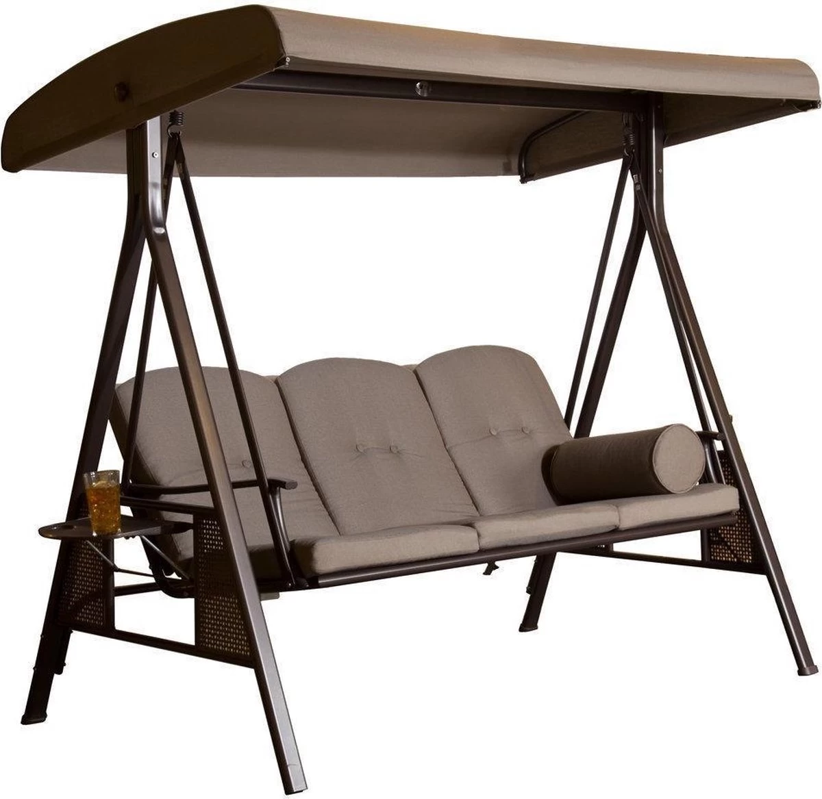 SORARA® Luxe Schommelbank Met Zonnescherm - Bruin - Zware Kwaliteit. 3 SORARA® Luxe Schommelbank Met Zonnescherm - Bruin - Zware Kwaliteit.