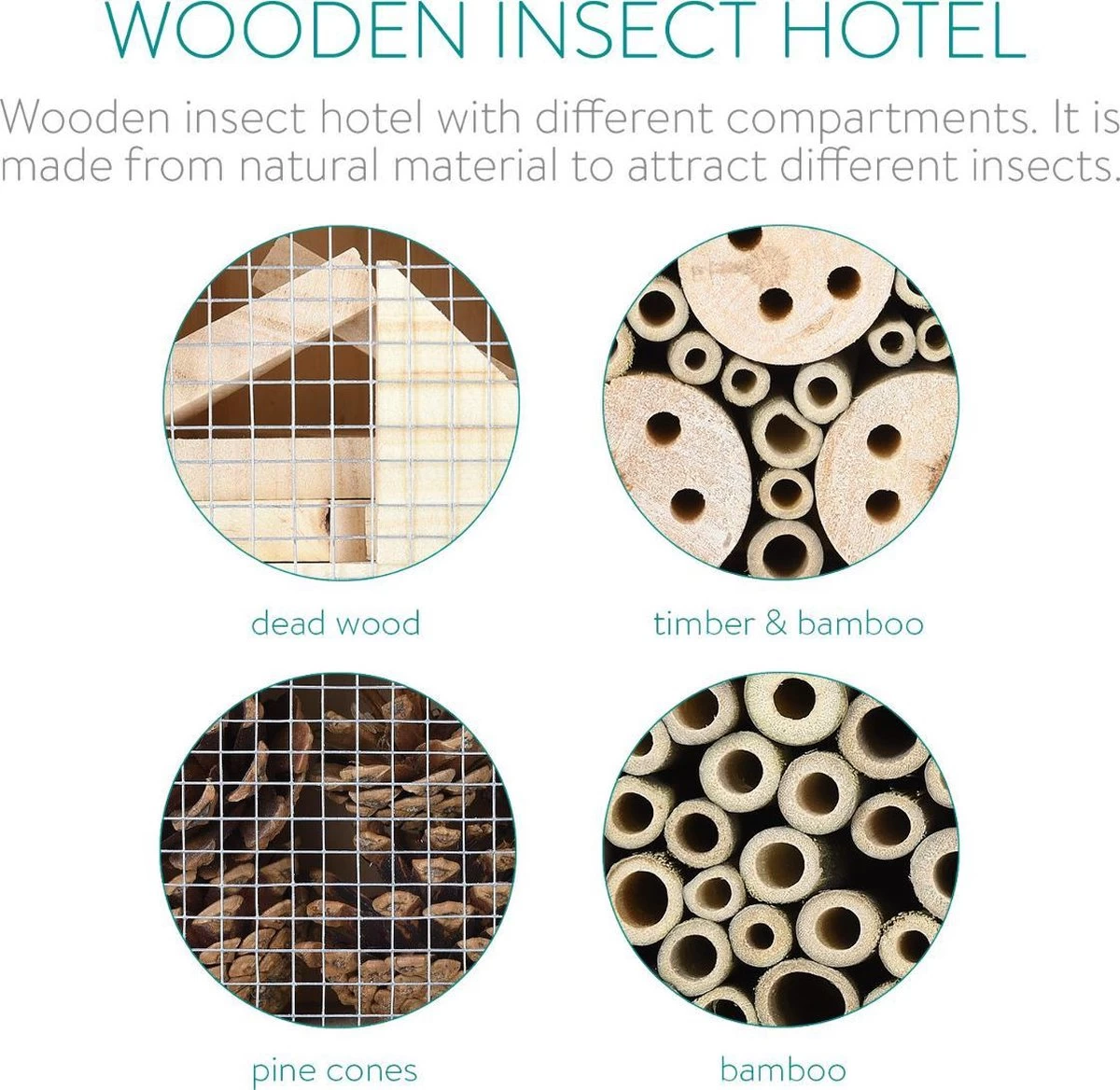 Navaris Houten Insectenhotel XL - Design Insectenhotel Met Natuurlijke Materialen - Voor Bijen, Lieveheersbeestjes En Vlinders - Om Op Te Hangen 8 Navaris Houten Insectenhotel XL - Design Insectenhotel Met Natuurlijke Materialen - Voor Bijen, Lieveheersbeestjes En Vlinders - Om Op Te Hangen - Afbeelding 6