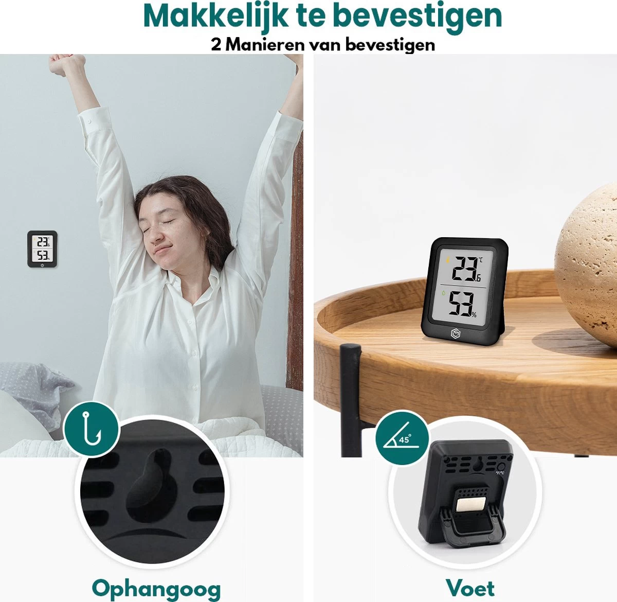 Ease Electronicz Hygrometer Min/Max - Luchtvochtigheidsmeter - Digitaal Weerstation - Vochtigheidsmeter - Thermometer Voor Binnen 6 Ease Electronicz Hygrometer Min/Max - Luchtvochtigheidsmeter - Digitaal Weerstation - Vochtigheidsmeter - Thermometer Voor Binnen - Afbeelding 4