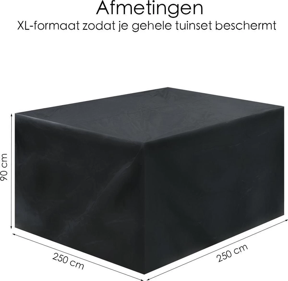 Merkloos Beschermhoes Voor Tuinmeubelen - 250x250x90cm - Zwart 4 Merkloos Beschermhoes Voor Tuinmeubelen - 250x250x90cm - Zwart - Afbeelding 2