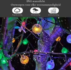Homèlle Solar Lichtsnoer - 50 LED - 5 + 2 Meter - Multi-color - ø2cm - Tuinverlichting Op Zonne-energie - Kerstverlichting - Buitenverlichting - Lichtslinger - Lampjes Slinger - Cristal -Philips Hue Winkel 1200x1171 12