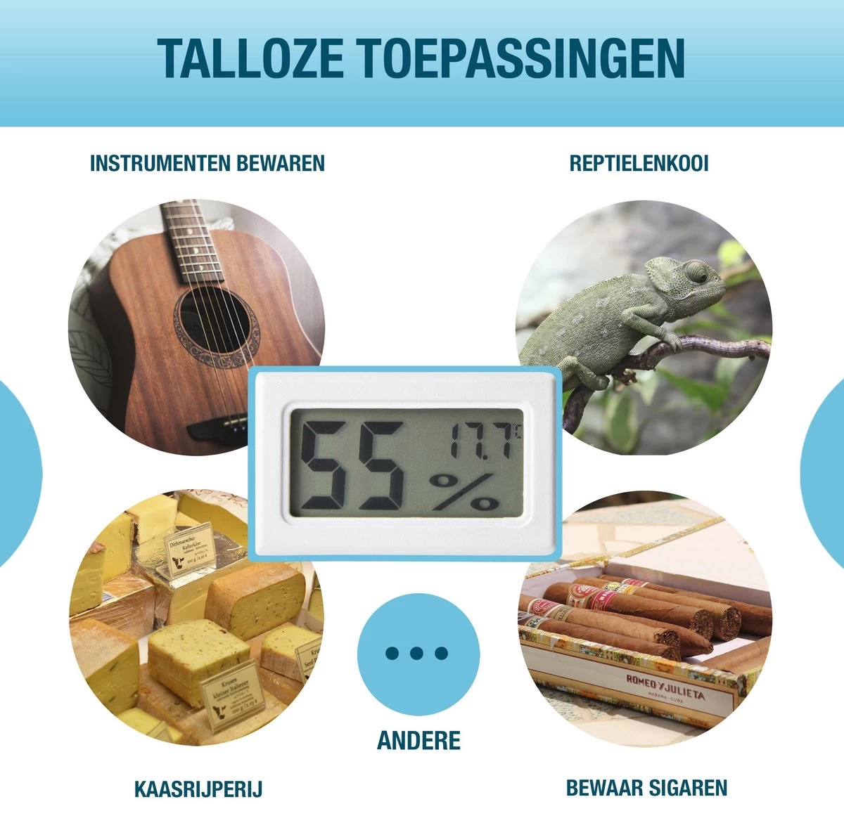 Compacte Hygrometer Mèt Batterijen - Wit - Hygro- En Thermometer - Digitale Luchtvochtigheidsmeter - Vochtmeter Voor Binnen - 2 In 1 7 Compacte Hygrometer Mèt Batterijen - Wit - Hygro- En Thermometer - Digitale Luchtvochtigheidsmeter - Vochtmeter Voor Binnen - 2 In 1 - Afbeelding 5