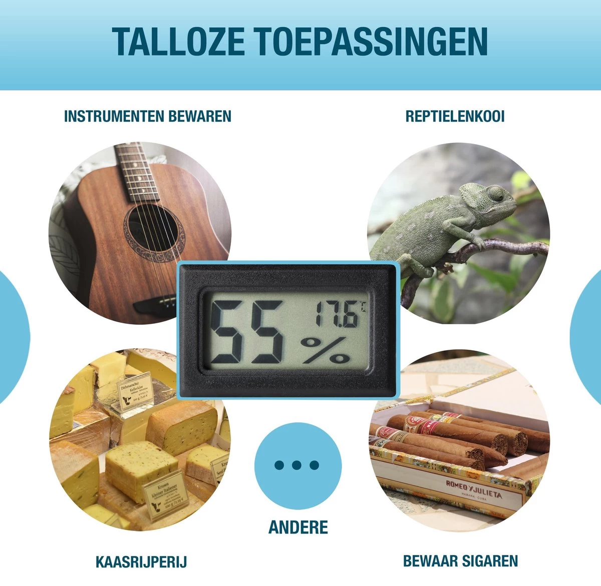 Compacte Hygrometer Mèt Batterijen - Zwart - Hygro- En Thermometer - Digitale Luchtvochtigheidsmeter - Vochtmeter Voor Binnen - 2 In 1 7 Compacte Hygrometer Mèt Batterijen - Zwart - Hygro- En Thermometer - Digitale Luchtvochtigheidsmeter - Vochtmeter Voor Binnen - 2 In 1 - Afbeelding 5