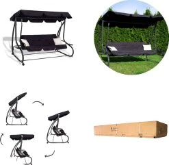 Springos Schommelbank | Linda-Schommel | 3-zits | Waterafstotend | Inclusief 2 Kussens | Verstelbare Luifel | 162 X 200 X 120 Cm | Zwart -Philips Hue Winkel 1200x1171 2