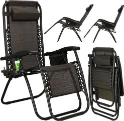 Springos Tuinstoel | Ligstoel | Opvouwbaar | Verstelbaar | Ergonomische Hoofdsteun | Bruin / Zwart -Philips Hue Winkel 1200x1171 3