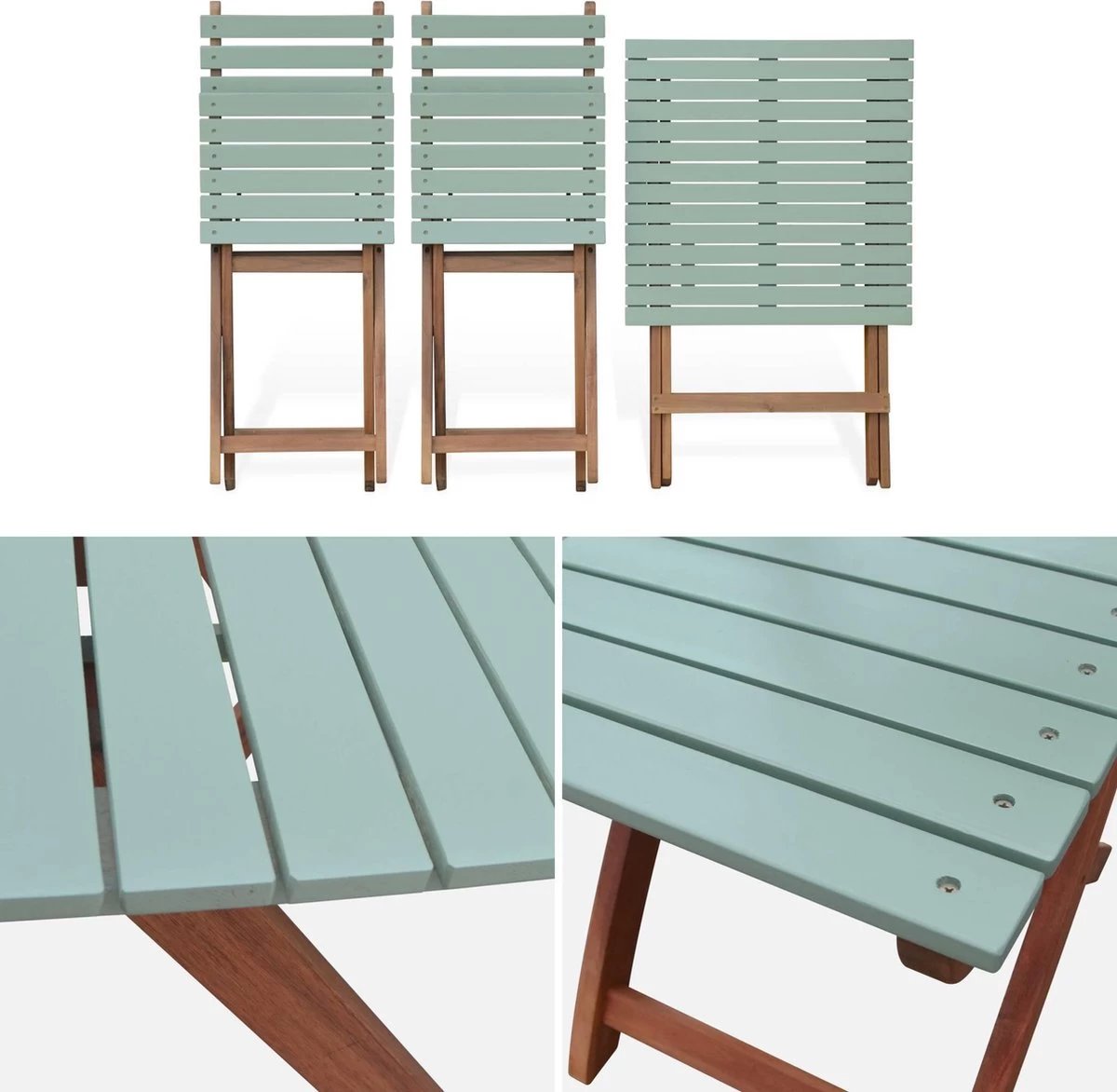 Alice's Garden Bistroset Barcelona - 2 Zitplaatsen - Acacia - Groengrijs 6 Alice's Garden Bistroset Barcelona - 2 Zitplaatsen - Acacia - Groengrijs - Afbeelding 4