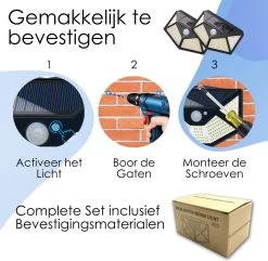 JC's - Solar Buitenlamp Bewegingssensor - 2 STUKS - 100 LED - Solar Wandlamp - Buiten & Tuin Sensor - Buitenverlichting Op Zonne-energie -Philips Hue Winkel 1200x1172 4