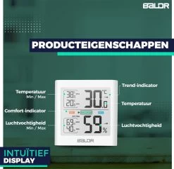 BALDR® Hygrometer - Thermometer - Luchtvochtigheidsmeter - Digitaal Weerstation - Voor Binnen - Wit -Philips Hue Winkel 1200x1173 14