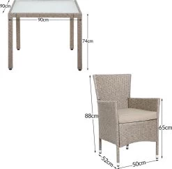 Casaria Polyrattan Tuinset - 4 Stoelen & Tafel 90x90 Cm - Beige Grijs -Philips Hue Winkel 1200x1175 4