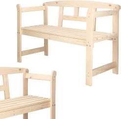 Merkloos Springos Tuinbank | Tuinbankje | Zitbank Buiten | Naaldhout | 119 X 78 X 45 Cm | Licht -Philips Hue Winkel 1200x1178 2