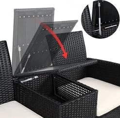 Casaria Tuinbank Polyrattan – 2 Zitter Incl. Tafel & Kussens – Zwart -Philips Hue Winkel 1200x1179 2